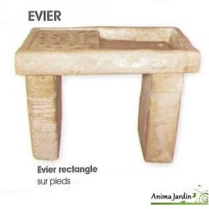 Evier en pierre reconstituée, style ancien, aspect vieilli, rectangulaire, hairie - 212093-avec pieds_0