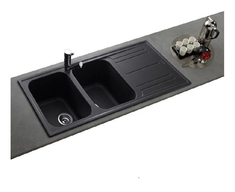 VIER GRANIT NOIR EWI HOLIDAY 2 BACS -1 ÉGOUTTOIR - NOIR Comparer les