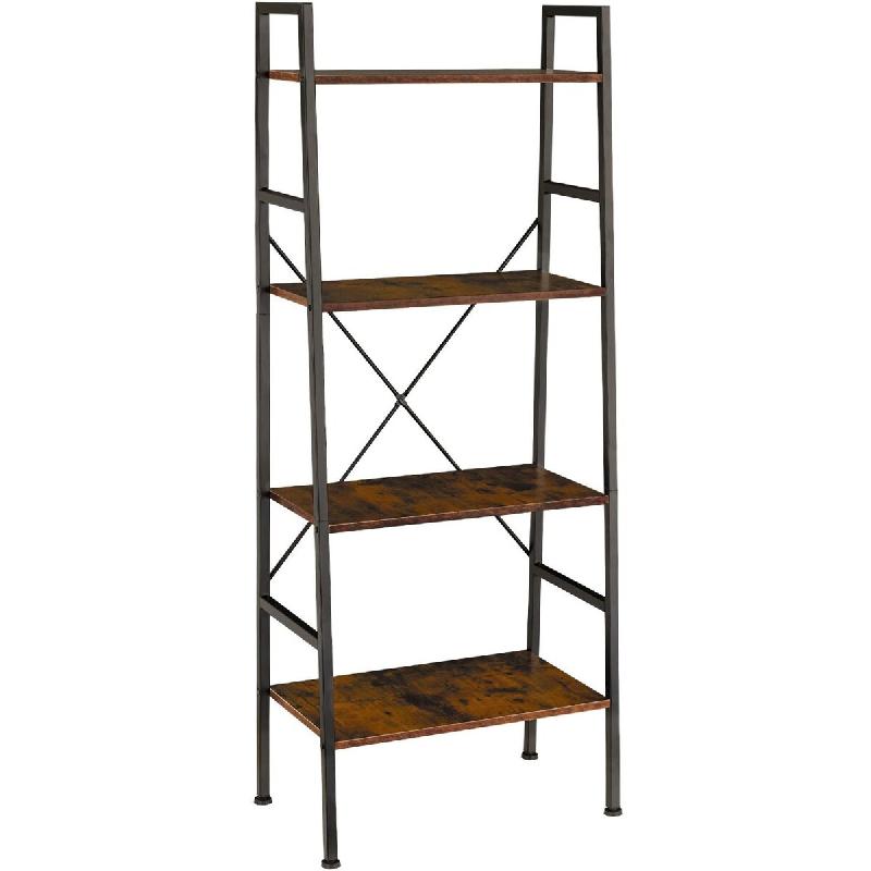 Helloshop26 - Grande étagère bibliothèque au look industriel/ vintage 4 niveaux 139 cm marron 08_0000280 - 3000956799789_0