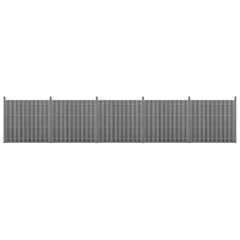 Kit de 5 clôtures brise-vue et brise-vent en bois composite (WPC) gris - 185 x 932 cm - Réf. 03_0006591_0