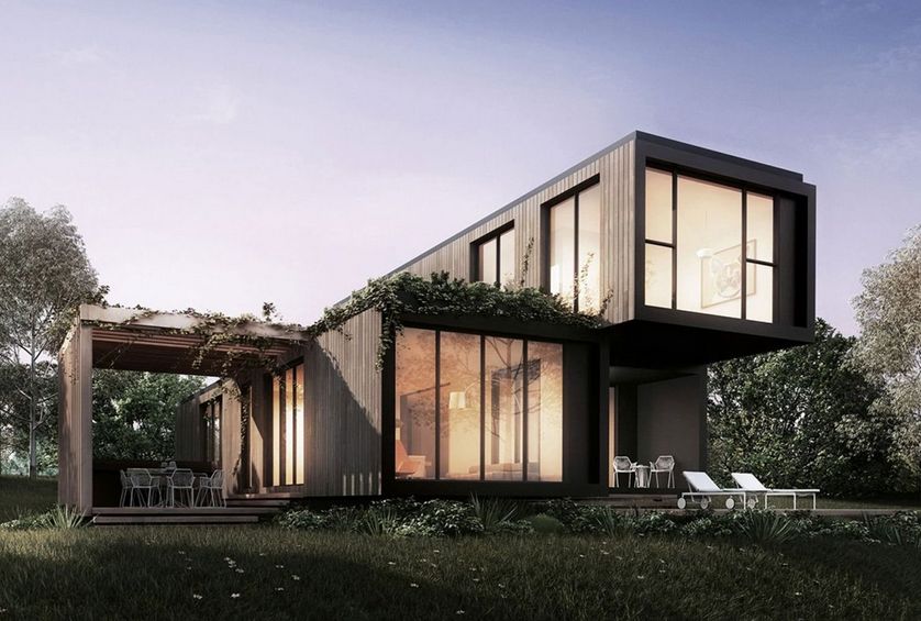 Maison parametrique préfabriquée à deux étages en acier 110 m2  - ISK110_0