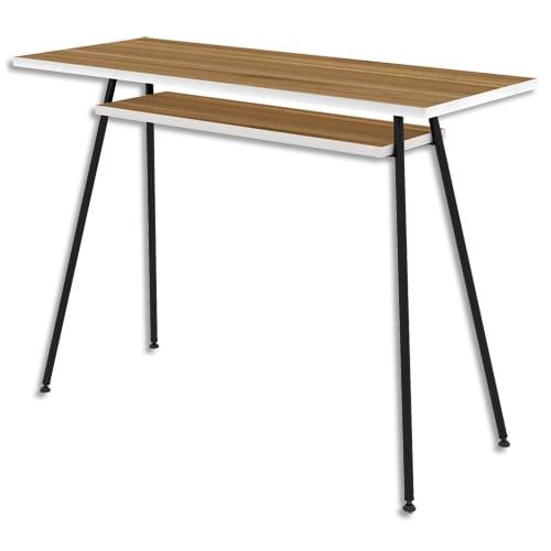 Bureau droit Home Office LV1 - noir/noyer - plateau mélaminé 19 mm - dimensions H.75 x L.100 x P.40 cm_0
