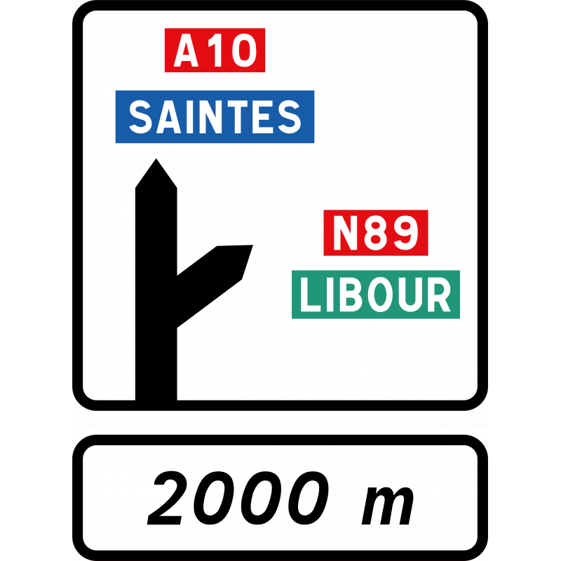 Panneau directionnel D52b - bifurcation autoroutière simple - WP Signalisation - exclusivité gamme Innov_0