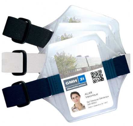 Porte-badge brassard - Coloris noir, blanc, bleu, rouge, vert - Idéal pour livreurs et magasiniers_0
