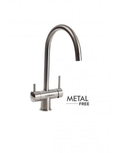 Robinet 3 voies col de cygne MF métal brossé - Eau mélangée et filtrée - Garantie 2 ans_0