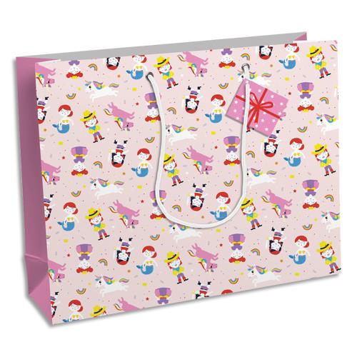 SAC CADEAU HEROS DE MON ENFANCE CLAIREFONTAINE 37,3X11,8X27,5CM CARTE 210G - ANSES EN CORDE - COLORIS ROSE