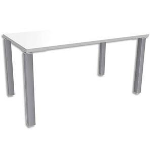 Simmob - Bureau droit 4 pieds Exprim - Blanc perle aluminium - Dimensions : L140 x H72,5 x P80 cm_0