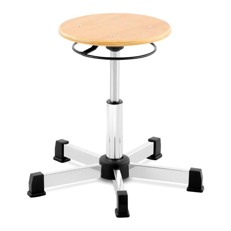 Tabouret de bureau réglable en hauteur 350 - 485 mm - Charge 120 kg - Bois naturel - Réf. 14_0007878_0
