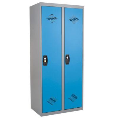 Vestiaires monobloc Confort Industrie salissante 2 cases, toit plat, gris / bleu_0