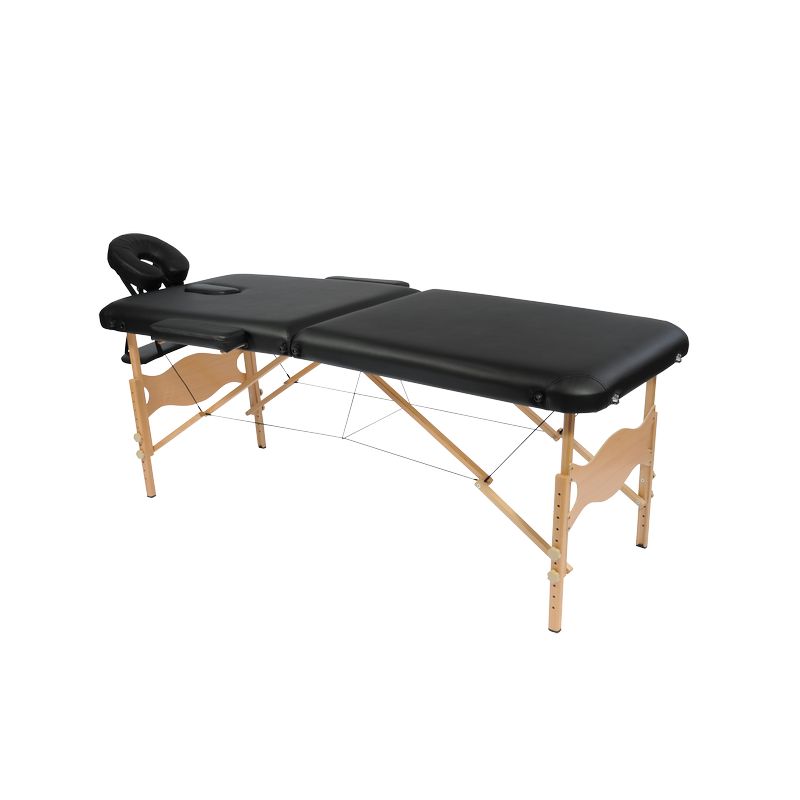 827007.B - Table de massage pliante KinBasic - L185xl70xH62/87 cm - robuste et confortable, structure en hêtre_0