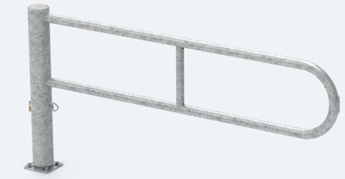 Barrière tournante équipé d'un tube vertical permettant l'installation d'un panneau de signalisation_0
