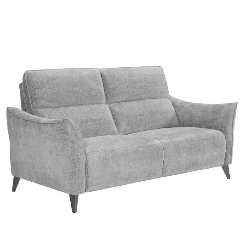 Canapé fixe 2 places ATTITUDE - Tissu chenillé gris argent - Design contemporain et confort optimal_0