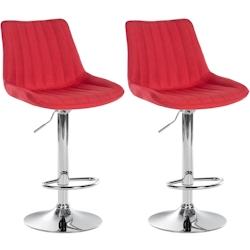 CLP Lot de 2 tabourets de bar Toni tissu Rouge/Métal chromé - rouge textile 323999_0