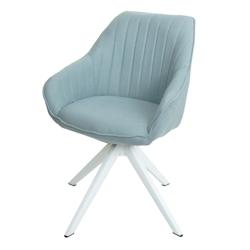 Décoshop26 - Chaise de salle à manger x1 avec accoudoir rotatif en tissu vert menthe pieds en fer blanc 04_0006324 - blanc 3000261706960_0