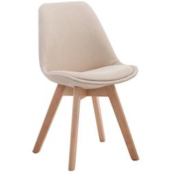 Décoshop26 - Chaise de salle à manger x1  design scandinave en tissu crème et piètement à 4 pieds en bois clair 10_0003274 - 3000251490275_0