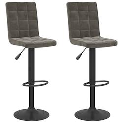 Décoshop26 - Lot de 2 tabourets de bar chaises hautes coutures carrées en velours gris foncé et acier noir DEC029722 - gris 3000257522925_0