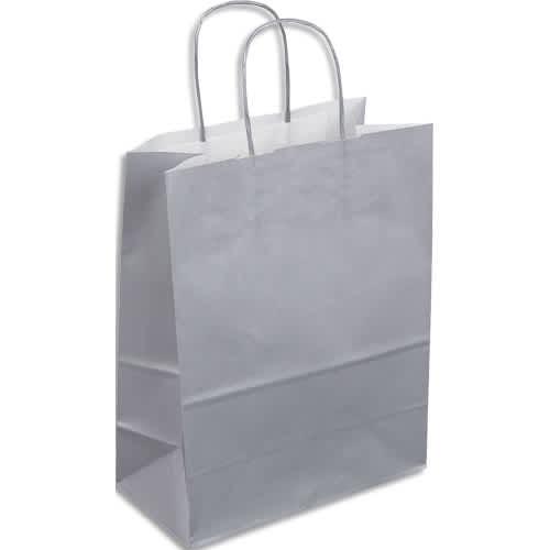 Paquet de 50 sacs kraft argent poignées torsadées 230 + 120 x 300 mm_0