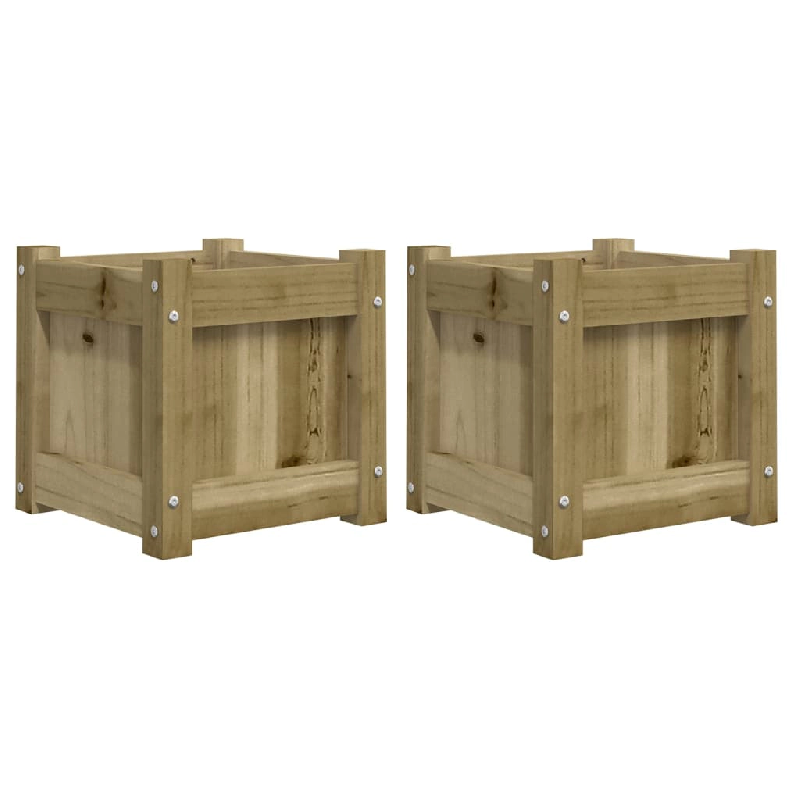 Helloshop26 - Jardinière bac lit surélevé plantes fleurs jardin terrasses lot de 2 bois de pin imprégné marron 02_0039031 - 3000217998029_0