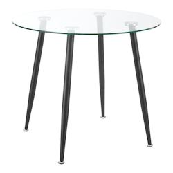 Helloshop26 - Table de salle à manger ronde verre trempé acier 75 x 80 cm transparent noir 03_0008833 - 3001046632696_0