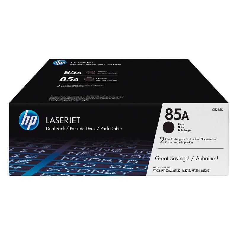 HEWLETT PACKARD TONER ORIGINAL 85A (CE285AD) - TWIN PACK - COULEUR: NOIR (LOT DE 2 CARTOUCHES)