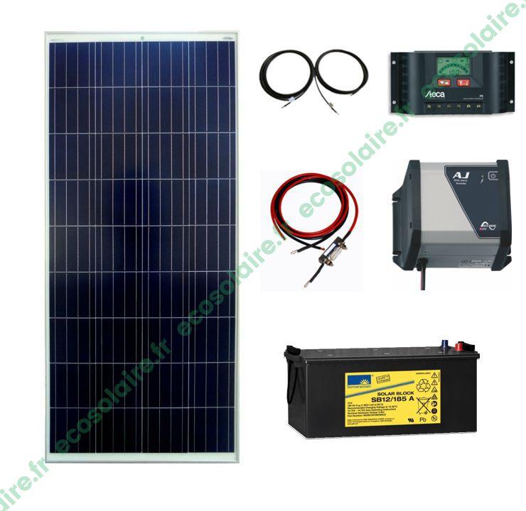 KIT AUTONOME SOLAIRE 165W 230V ÉCOSOLAIRE® - Batterie et système de fixation inclus_0