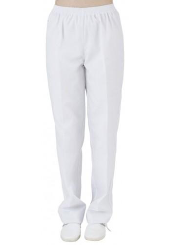 Pantalon médical blanc mixte - Ceinture élastiquée - Sans poche - Référence MANU-BLANC_0