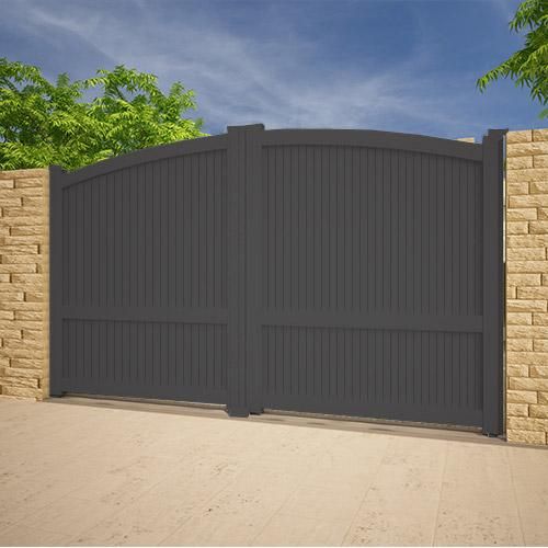 PORTAIL ALU 2 BATTANTS CONVEXE GRIS ANTHRACITE 3X1,70M EMALU ADRIATIQUE