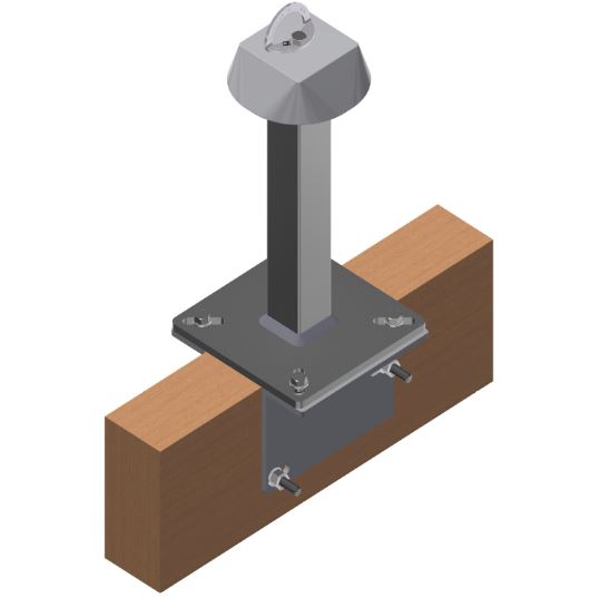 Potelet d'ancrage standard sur poutre lamellé collé: dispositif de protection contre les chutes de hauteur_0