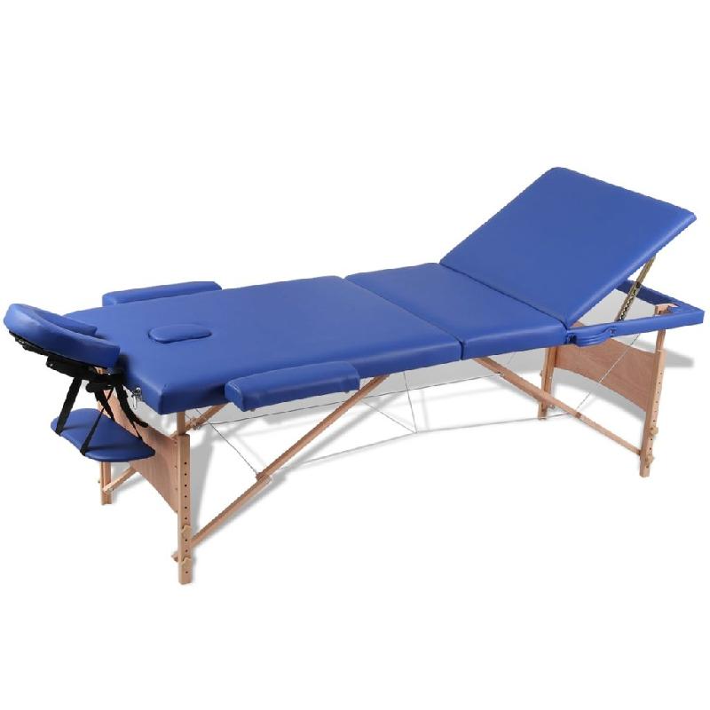 TABLE PLIABLE DE MASSAGE 3 ZONES AVEC CADRE EN BOIS BLEU 02_0001882_0