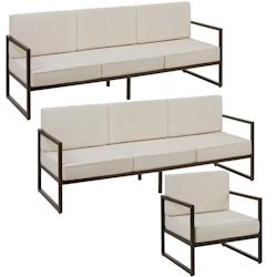 Tectake Salon de jardin COMOSA pour 7 personnes - marron/beige - 405820 - marron polyester 405820_0