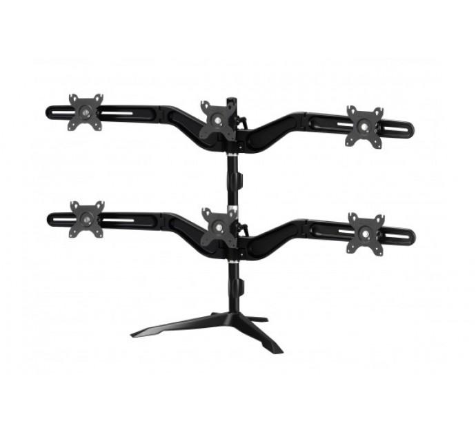 Aavara support à poser DS600 - 6 écrans - aluminium noir - VESA 75x75 et 100x100 - rotation 360°_0