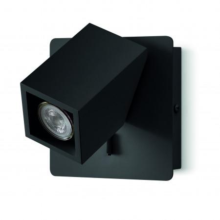 Applique orientable ORFEO en métal - GU10 5W noir - acier et aluminium - fourni avec bouton - 7503_0