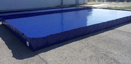 Bac de rétention souple pliable 11000 litres - polyester enduit PVC - avec housse et supports aluminium_0