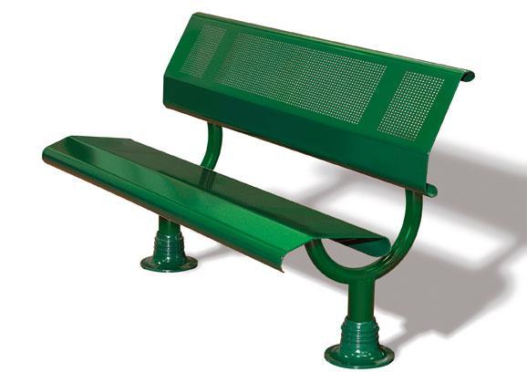 Banc public en acier Oslo - assise et dossier perforés - longueur 1 800 mm - finition peint sur zinc_0