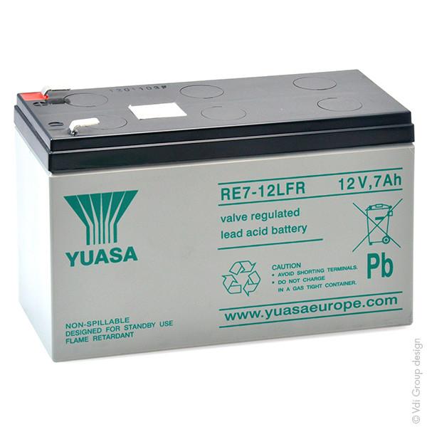 Batterie plomb AGM Yuasa RE7-12LFR 12V 7Ah F4.8 - longue durée de vie 10 ans_0