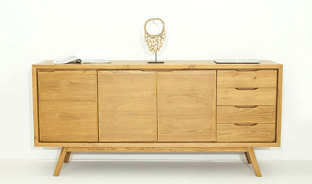 Buffet en teck massif 3 portes & 4 tiroirs - Design scandinave vintage - Aston_0