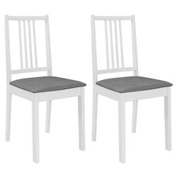 Décoshop26 - Lot de 2 chaises de salle à manger design classique avec coussins gris cadre en bois blanc DEC025464 - blanc 3000255258673_0
