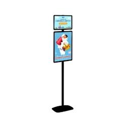 Edimeta Porte-affiches / Porte-messages Cadro-Clic® A3 + A2 sur pied H 180 cm noir - noir aluminium 214012NR_0