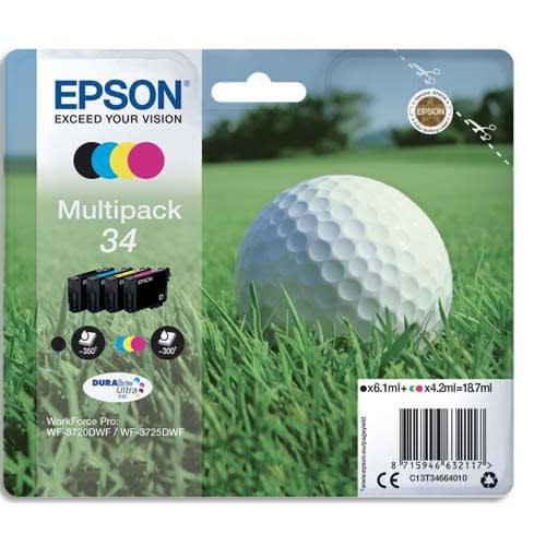Epson Multipack cartouches jet d'encre Durabrite Ultra - 4 couleurs 'balle de golf' 34 (T3466) - C13T34664010_0