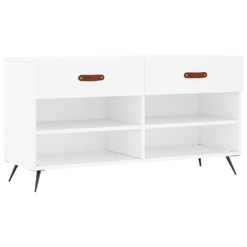 Helloshop26 - Banc à chaussures bottes commode étagère meuble entrée rangement 102 x 35 x 55 cm bois d'ingénierie blanc 02_0022882 - blanc Bois m_0