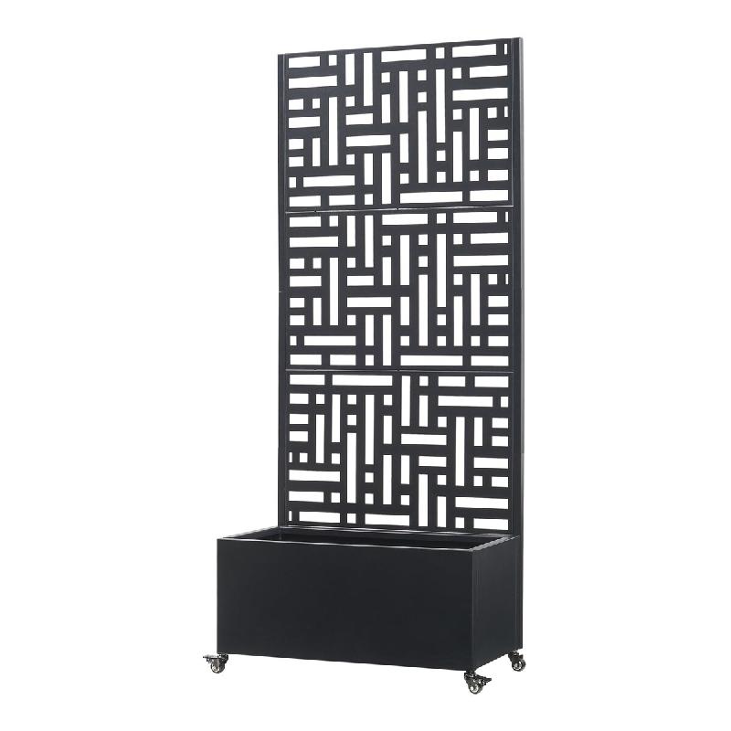 Helloshop26 - Jardinière bac à plante fleur brise-vue acier galvanisé 190 x 82 x 38 cm noir 03_0009499 - 3000224728428_0