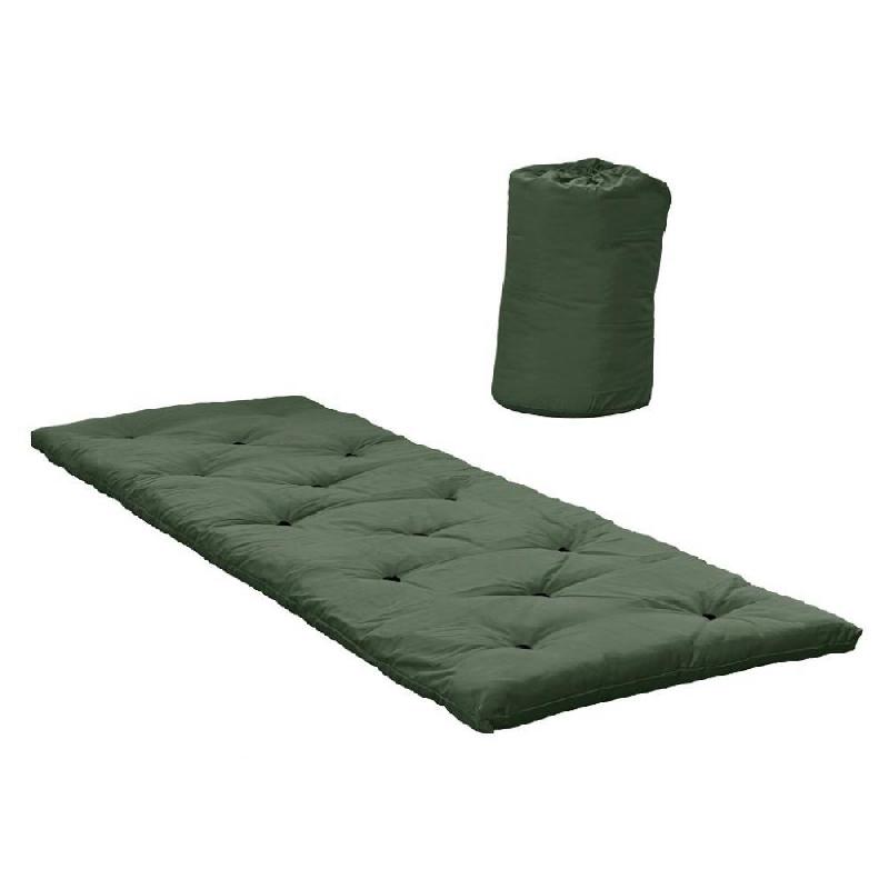 Lit Futon Bed in a Bag - Couleur Vert Olive - Matelas 70x190 cm, 5 cm d'épaisseur_0