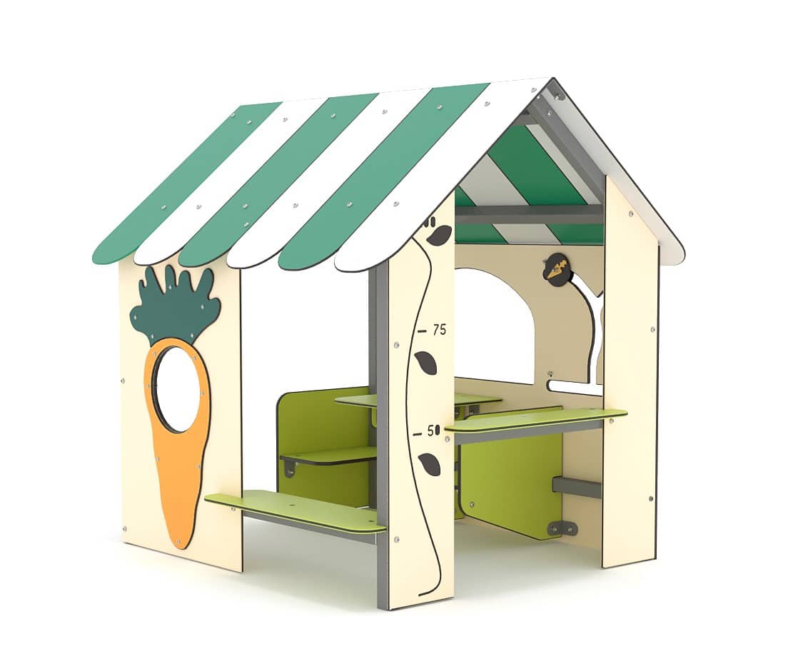 Maisonnette carotte - LD1VC2000 - Cabane de jeu pour enfants en inox et HPL - Capacité 12 personnes_0