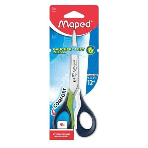 Maped Ciseaux Sensoft 3D, GAUCHER, long. 16 cm, coloris assortis - bleu 3154146965109_0