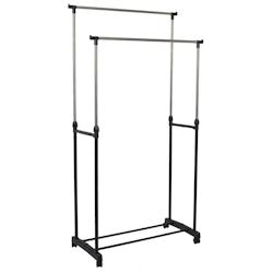 Portant double en métal avec roulettes Je Cherche Une Idee - noir polyester CM2792_0