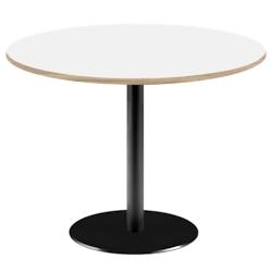 Restootab - Table Ø120cm - modèle Rome blanc avec chants bois - blanc fonte 3760371519811_0