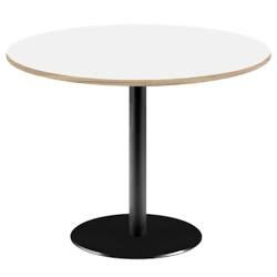 Restootab - Table Ø120cm - modèle Rome blanc avec chants bois - blanc TB-ROMXL-R120M-BLANC-BOI_0