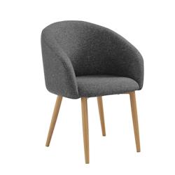 SalesFever Fauteuil | Ensemble de 2 | Revêtement en tissu structuré | Pieds de chaise en métal aspect chêne | L 64,5 x P 58 x H 84 cm |Noir–Natu_0