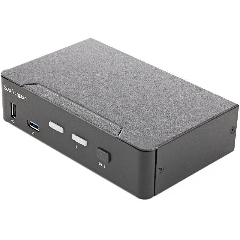 StarTech.Com Commutateur KVM HDMI, 2 Ports - Moniteur Unique 4K 60Hz Ultra HDR - Commutateur KVM de Bureau HDMI 2.0 avec Hub USB 3.0 à 2 Ports (5Gbps) et 4x USB 2.0 HID, Audio - Commutation par Touches - TAA_0