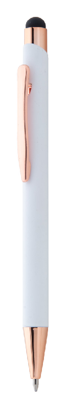 Stylo stylet en aluminium recyclé - finition caoutchoutée et détails rose doré - spécial gravure laser miroir_0